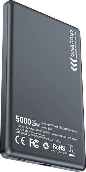 Power Bank ChoeTech PD20W 5000mAh Ultra-thin magnetic power bank-SUPER SLIM only 8.9mm Black ...