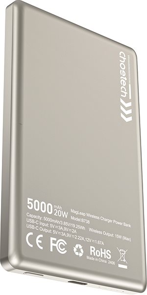 Power Bank ChoeTech PD20W 5000mAh Ultra-thin magnetic power bank-SUPER SLIM only 8.9mm White ...