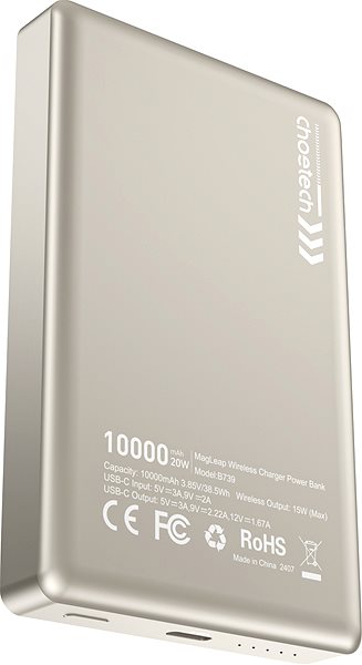 Power Bank ChoeTech PD20W 10000mAh Ultra-thin magnetic power bank SUPER SLIM only 14.6mm--white ...