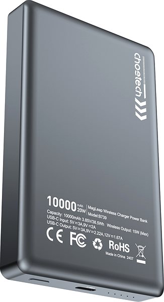 Power Bank ChoeTech PD20W 10000mAh Ultra-thin magnetic power bank SUPER SLIM only 14.6mm--black ...