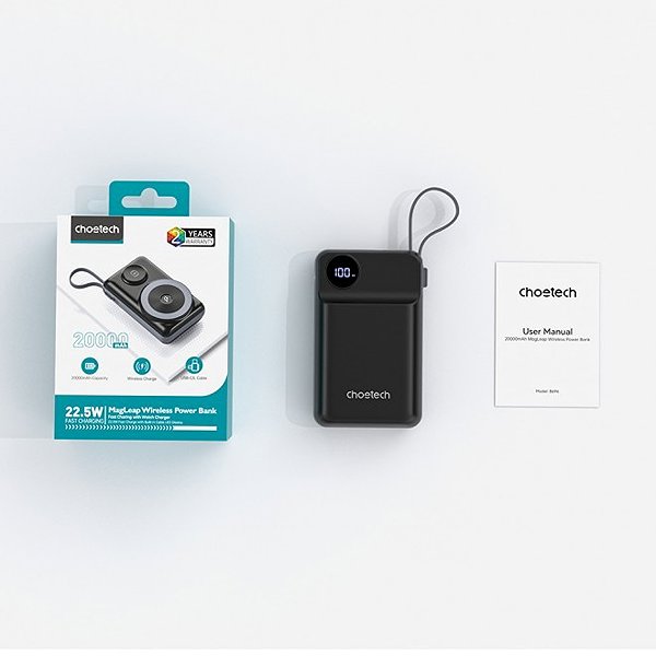Power Bank ChoeTech 20000mAh LED display power bank for Mobile and Apple watch black ...