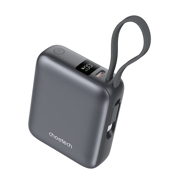 Power Bank ChoeTech Mini 35W 10000mAh Power Bank with USB-C input/output Cable grey ...