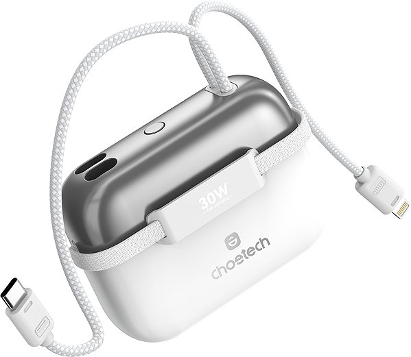 Power Bank Choetech Mini Bag Digital 10000mAh PD30W Power Bank
with Type-c+L cable Out for Ipad/iphone white ...