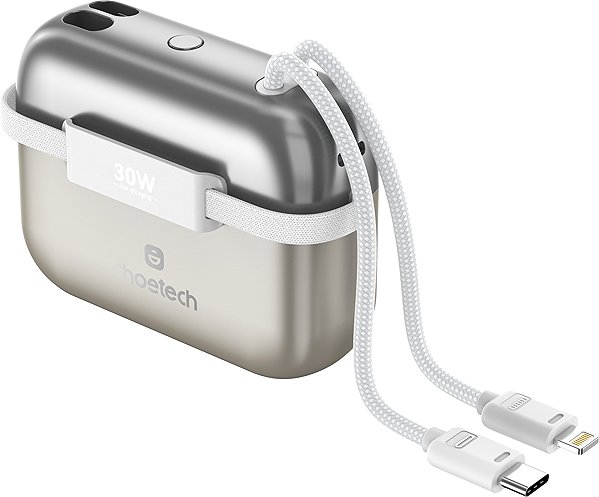 Power Bank Choetech Mini Bag Digital 10000mAh PD30W Power Bank
with Type-c+L cable Out for Ipad/iphone --light ...