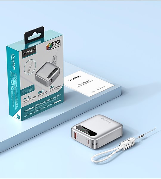 Power Bank ChoeTech CCC Certified 10000mAh mini Digital Power Bank--silver ...