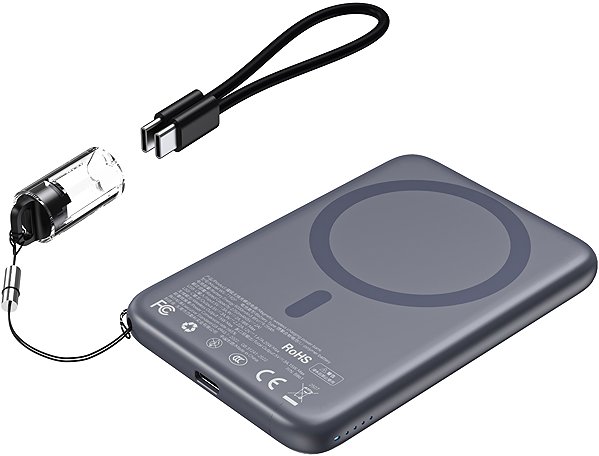 Power Bank ChoeTech CCC Certified 5000mAh Ultra Thin Magnetic Power Bank Grey ...