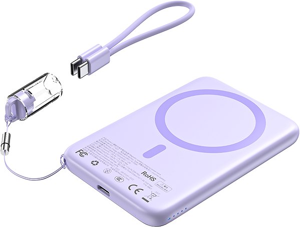 Power Bank ChoeTech CCC Certified 5000mAh Ultra Thin Magnetic Power Bank Purple ...
