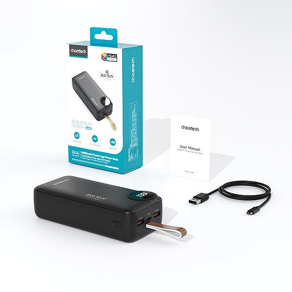 Power Bank ChoeTech PD22.5W Digital Power bank 30000mAh ...