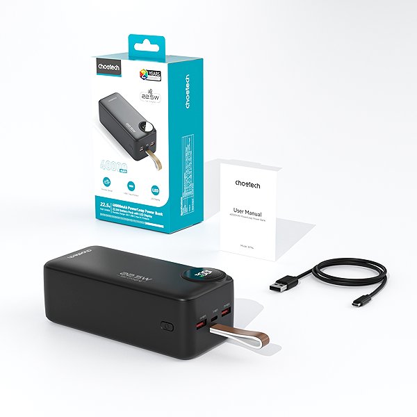 Power Bank ChoeTech PD22.5W Digital Power Bank 40000mAh ...