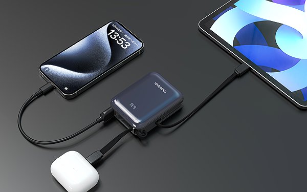Power Bank ChoeTech 45W CCC Certified 10,000mAh Power Bank with USB-C+L output Cable ...