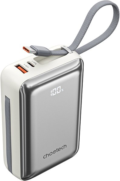 Power Bank ChoeTech 45W CCC Certified 20000mAh Power Bank with USB-C input/output Cable – White ...