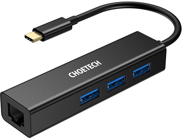 Port Replicator Choetech 4-In-1 USB-C to RJ45 Adapter Lateral view