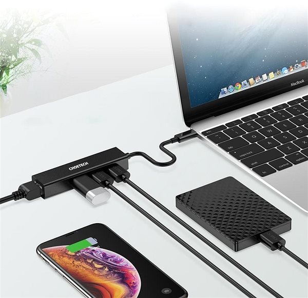 Port Replicator Choetech 4-In-1 USB-C to RJ45 Adapter Lifestyle