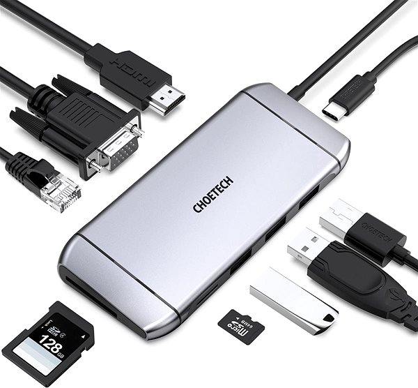 Port Replicator Choetech 9-In-1 USB-C Multiport Adapter Connectivity (ports)
