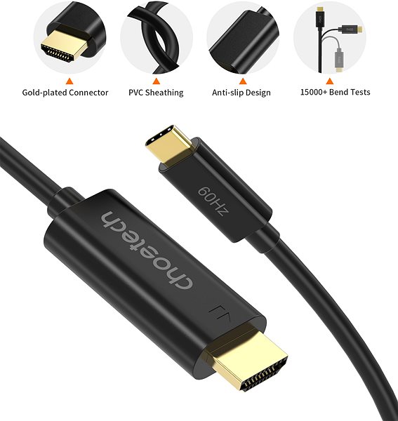 Videokabel Choetech USB-C to HDMI 4K PVC 1.8M Cable black ...
