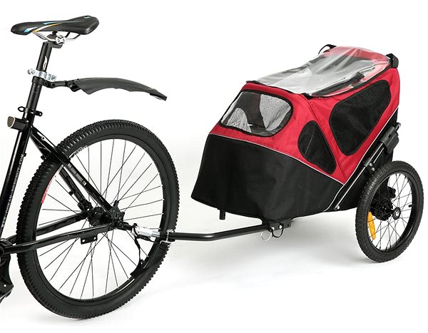 Vozík za bicykel pre psa Duvo+ Príves na bicykel a bugina čierno-červená do 30 kg 123 × 62 × 96 cm ...