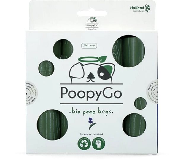 Vrecká na psie exkrementy PoopyGo Eko, vrecká s vôňou levandule 8 × 15 ks ...