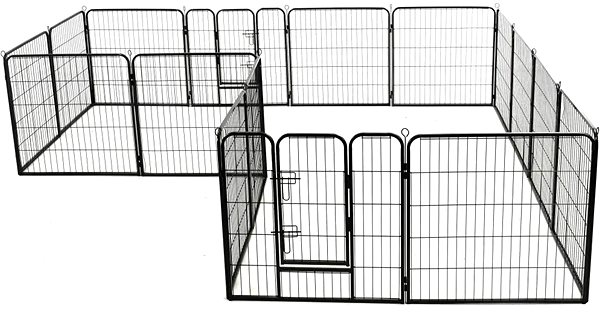 Ohrádka pro psa Shumee Ohrádka pro psy 16 panelů ocelová 80 × 80 cm černá  ...