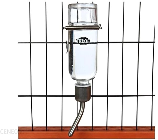 Trixie watering can Glass watering can with metal drinking spout for chinchillas and rabbits 500 ml .