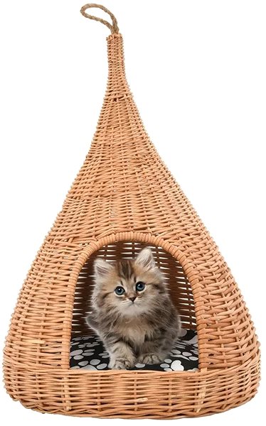 Pelech Shumee -Týpí pre mačky s poduškou, vŕba, prírodné, 40 × 60 cm ...