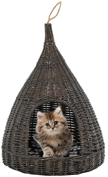 Pelech Shumee - Týpí pre mačky s poduškou, vŕba, sivé, 40 × 60 cm ...