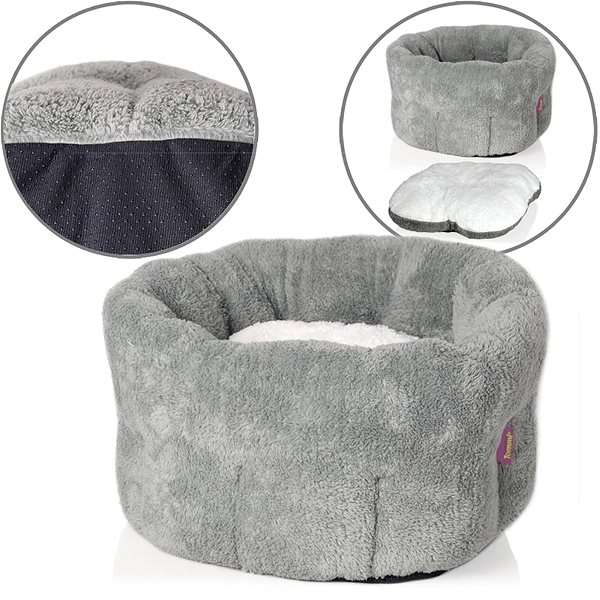 Tommi Donut pet bed, grey.