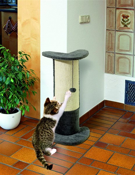 Cat Scratcher Karlie-Flamingo Gray Corner Scratcher, Elegant, with String, 29 × 21 × 71cm ...