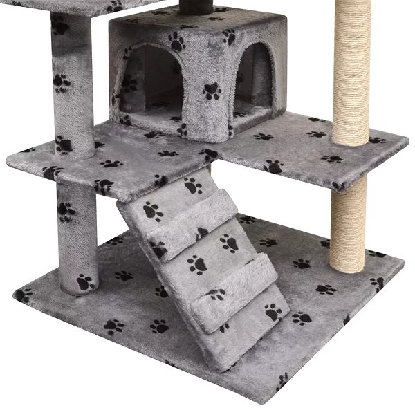 Cat Scratcher Shumee Cat Scratcher with Sisal Posts Grey with Paws 67 × 67 × 125cm ...