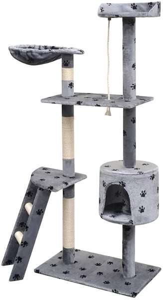 Cat Scratcher Shumee Cat Scratcher with Sisal Posts Grey with Paws 97 × 40 × 150cm ...