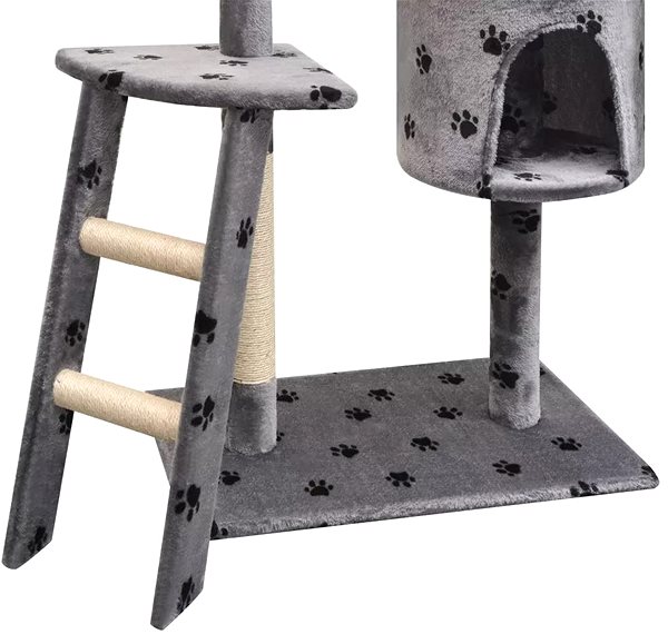 Cat Scratcher Shumee Cat Scratcher with Sisal Posts Grey with Paws 97 × 40 × 150cm ...