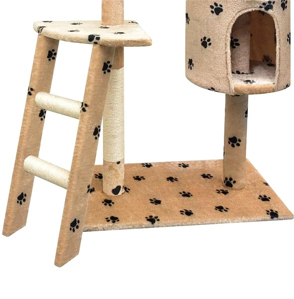 Cat Scratcher Shumee Cat Scratcher with Sisal Posts Beige with Paws 97 × 40 × 150cm Features/technology