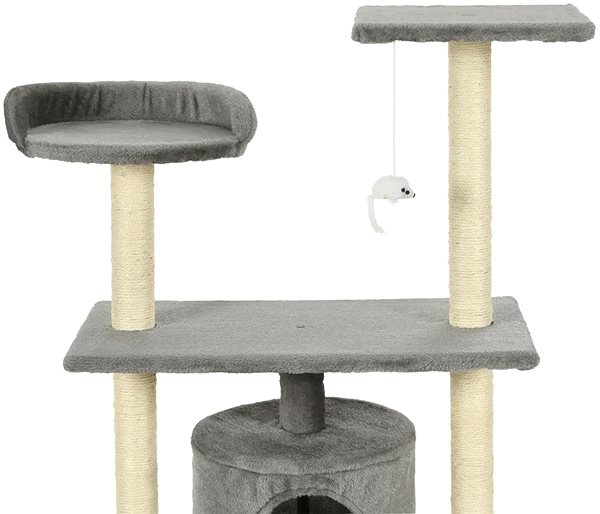 Škrabadlo pre mačky Shumee Hracie odpočívadlo s myškou 70 × 45 × 95 cm sivé Vlastnosti/technológia