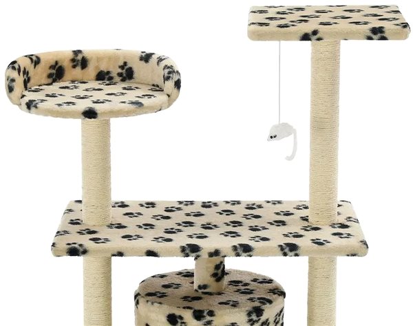 Cat Scratcher Shumee Cat Scratcher with Sisal Posts Beige with Paws 70 × 45 × 95cm Features/technology