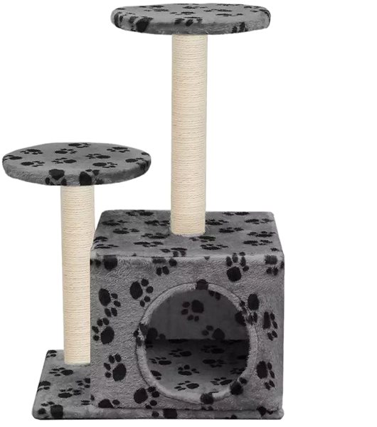Cat Scratcher Shumee Cat Scratcher with Sisal Posts Grey with Paws 40 × 30 × 60cm Screen
