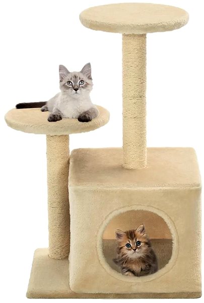 Cat Scratcher Shumee Cat Scratcher with Sisal Posts Beige 40 × 30 × 60cm Screen