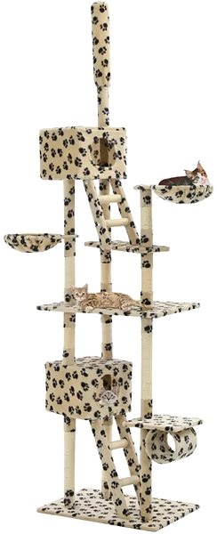 Cat Scratcher Shumee Cat Scratcher with Sisal Column Beige with Paws 230-260cm Lateral view