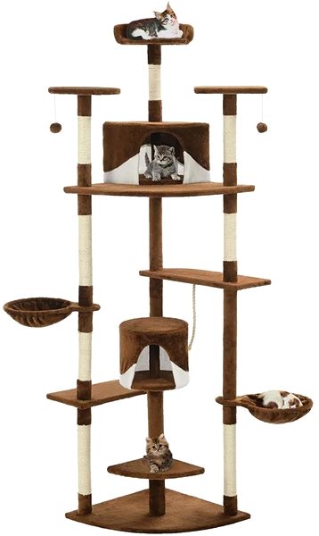 Cat Scratcher Shumee Cat Scratcher with Sisal Column White and Brown 203cm Screen