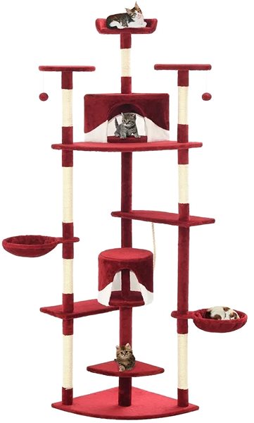 Cat Scratcher Shumee Cat Scratcher with Sisal Posts White and Red 203cm Screen