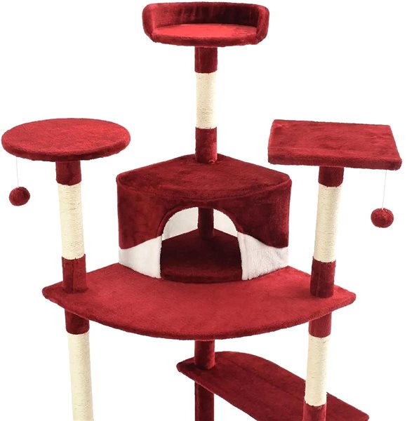 Cat Scratcher Shumee Cat Scratcher with Sisal Posts White and Red 203cm Features/technology