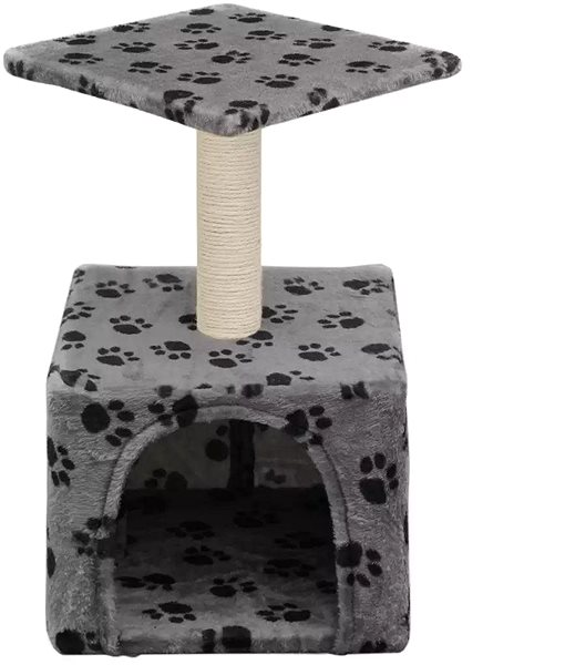 Cat Scratcher Shumee Cat Scratcher with Sisal Posts Grey with Paws 30 × 30 × 55cm Screen