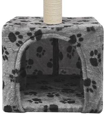 Cat Scratcher Shumee Cat Scratcher with Sisal Posts Grey with Paws 30 × 30 × 55cm Features/technology