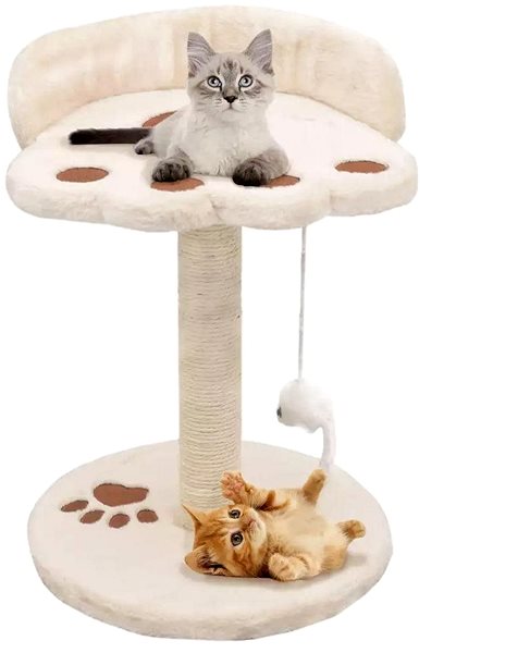 Cat Scratcher Shumee Cat Scratcher with Sisal Posts Beige-brown with Mouse 30 × 30 × 40cm Screen