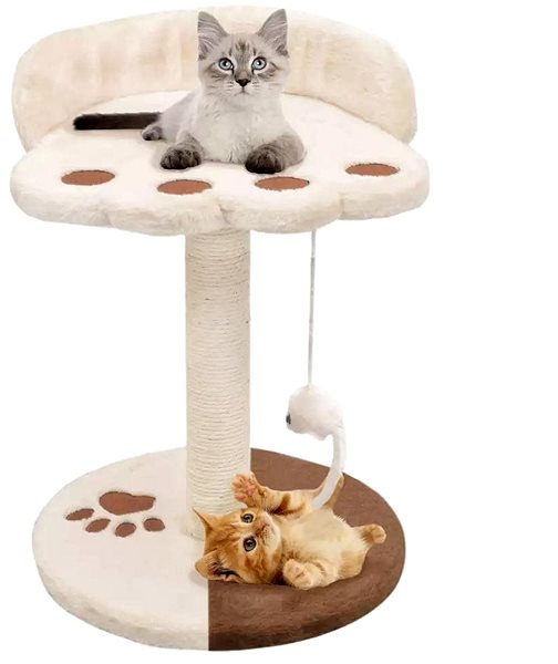 Cat Scratcher Shumee Cat Scratcher with Sisal Posts Brown-beige with Mouse 30 × 30 × 40cm Screen