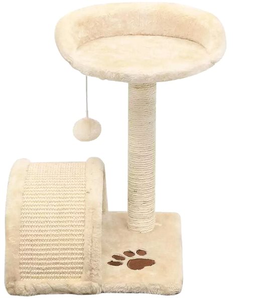 Cat Scratcher Shumee Cat Scratcher with Sisal Posts Beige-brown with a Toy 30 × 30 × 40cm Screen
