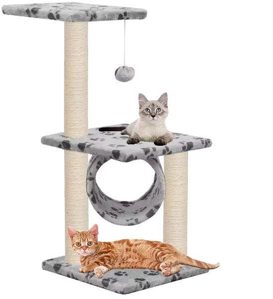Cat Scratcher Shumee Cat Scratcher with Sisal Posts Grey with Paws 65cm Screen
