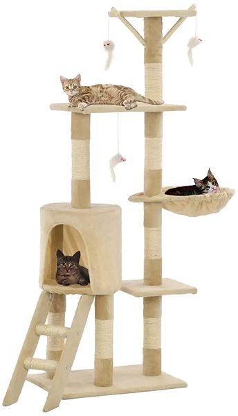 Cat Scratcher Shumee Cat Scratcher with Sisal Posts Beige 49 × 35 × 138cm ...