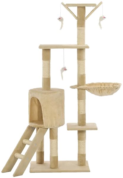 Cat Scratcher Shumee Cat Scratcher with Sisal Posts Beige 49 × 35 × 138cm ...