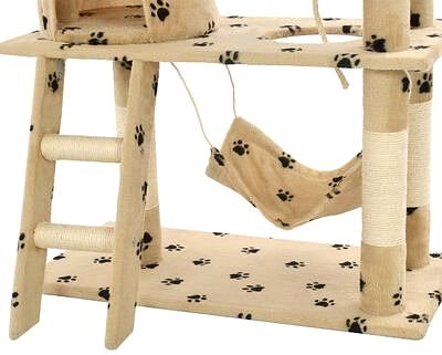 Cat Scratcher Shumee Cat Scratcher with Sisal Posts, Beige with Paws 70 × 35 × 140cm Features/technology
