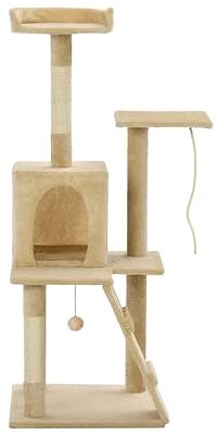 Cat Scratcher Shumee Cat Scratcher with Sisal Posts Beige 50 × 50 × 120cm Screen