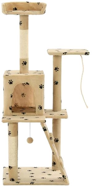 Cat Scratcher Shumee Cat Scratcher with Sisal Posts Beige with Paws 50 × 50 × 120cm Screen